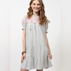 Sister Mary WOMEN'S EMBROIDERED CAMILLA DRESS IN MULTI STRIP